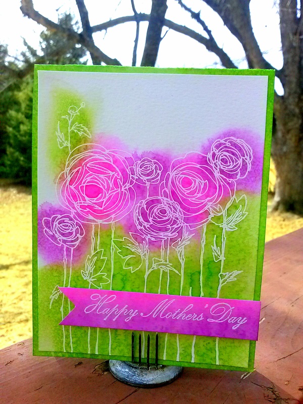 Mother's Day card - emboss resist with distress ink